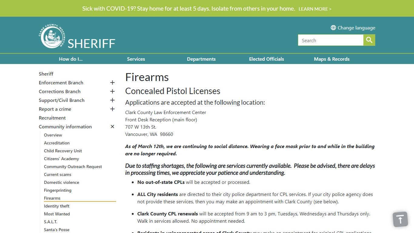 Firearms | Clark County